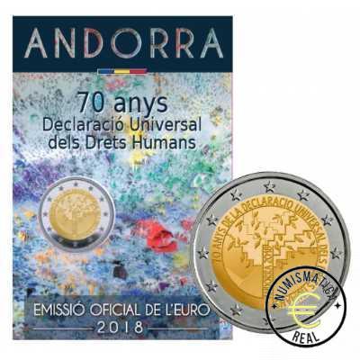 ANDORRA 2018 2 EUROS CONMEMORATIVA UNC - 70 AÑOS DE LA DECLARACION DE LOS DERECHOS HUMANOS (EN COINCARD) - BU. - Imagen 2