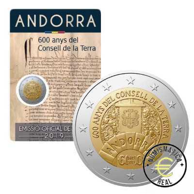 ANDORRA 2019 2 EUROS CONMEMORATIVA UNC -600 AÑOS DEL CONSELL DE LA TERRA (EN COINCARD) (AGOTADA) - S/C.