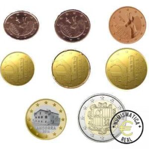 ANDORRA 2014 2019 Y 21 - 8 VALORES, MONEDAS DEL PAIS DE 1 CENT A 2 EUROS SERIE UNC. S/C.