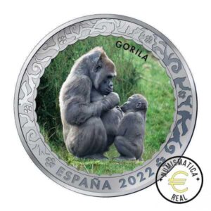 ESPAÑA 2022 1,5 EUROS CONMEMORATIVA 10º MONEDA - GORILA - ANIMALES EN EXTINCION - EN COLOR UNC.