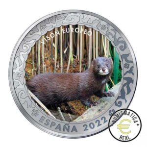 ESPAÑA 2022 1,5 EUROS CONMEMORATIVA 13º MONEDA - VISÓN EUROPEO - ANIMALES EN EXTINCION - EN COLOR UNC.