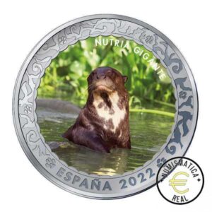 ESPAÑA 2022 1,5 EUROS CONMEMORATIVA 16º MONEDA - NUTRIA GIGANTE - ANIMALES EN EXTINCION - EN COLOR UNC.