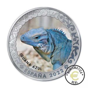 ESPAÑA 2022 1,5 EUROS CONMEMORATIVA 2º MONEDA - IGUANA AZUL - ANIMALES EN EXTINCION - EN COLOR UNC.