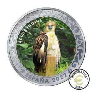 ESPAÑA 2022 1,5 EUROS CONMEMORATIVA 6º MONEDA - ÁGUILA FILIPINA - ANIMALES EN EXTINCION - EN COLOR UNC.