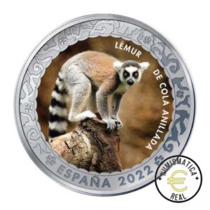 ESPAÑA 2022 1,5 EUROS CONMEMORATIVA 9º MONEDA - LÉMUR DE COLA ANILLADA - ANIMALES EN EXTINCION - EN COLOR UNC.