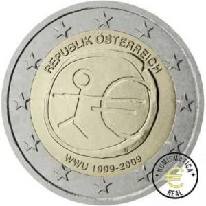 AUSTRIA 2009 2 EUROS CONMEMORATIVA UNC - 10 ANIV. DE LA UNION EUROPEA - EMU - S/C.