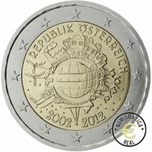 AUSTRIA 2012 2 EUROS CONMEMORATIVA UNC - 10 ANIV. DE LA UNION EUROPEA - TYE - S/C.