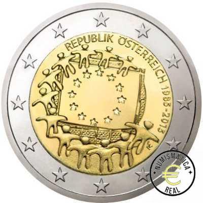 AUSTRIA 2015 2 EUROS CONMEMORATIVA UNC - 30 ANIV. DE LA BANDERA EUROPEA - S/C.