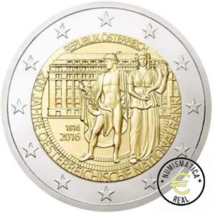 AUSTRIA 2016 2 EUROS CONMEMORATIVA UNC - 200 AÑOS BANCO NACIONAL DE AUSTRIA - S/C.