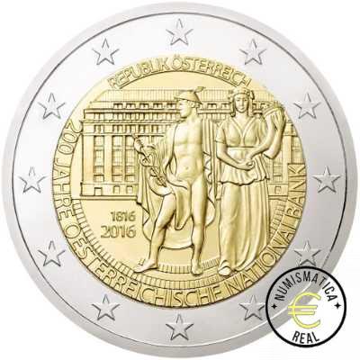 AUSTRIA 2016 2 EUROS CONMEMORATIVA UNC - 200 AÑOS BANCO NACIONAL DE AUSTRIA - S/C.