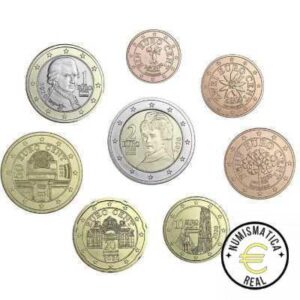 AUSTRIA 2025 8 VALORES, MONEDAS DEL PAIS DE 1 CENT A 2 EUROS UNC. S/C.