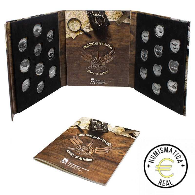 ESPAÑA 2020 1,5 EUROS CONMEMORATIVA COMPLETA 20 MONEDAS - HISTORIA DE LA AVIACION - EN COLOR + ESTUCHE UNC. - Imagen 6
