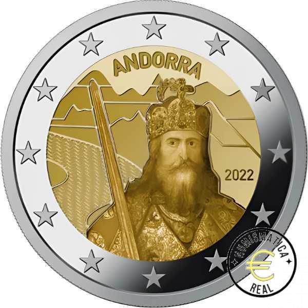 ANDORRA 2022 2 EUROS CONMEMORATIVA BU - LA LEYENDA DE CARLOMAGNO - EN COINCARD - BU. - Imagen 2