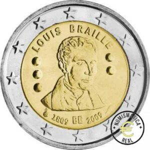 BELGICA 2009 2 EUROS CONMEMORATIVA UNC - ANIV. LOUIS BRAULLE - S/C.