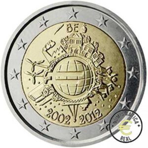 BELGICA 2012 2 EUROS CONMEMORATIVA UNC -10 ANIV. DE LA UNION EUROPEA - TYE - S/C.