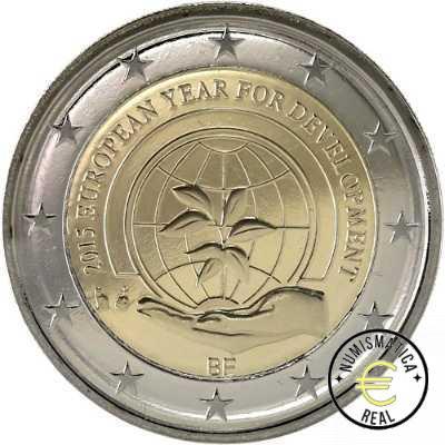 BELGICA 2015 2 EUROS CONMEMORATIVA UNC - 2015 AÑO EUROPEO DEL DESARROLLO (EN COINCARD) - S/C. - Imagen 2