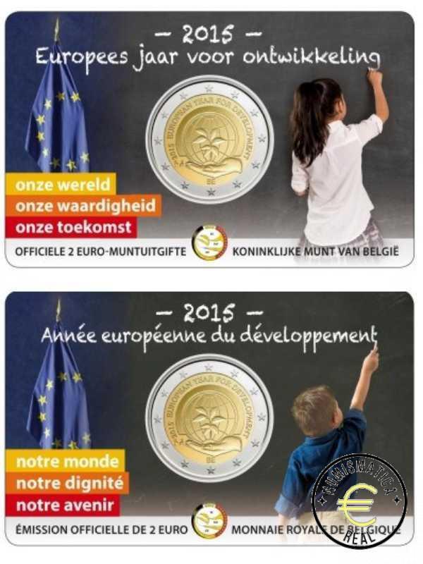 BELGICA 2015 2 EUROS CONMEMORATIVA UNC - 2015 AÑO EUROPEO DEL DESARROLLO (EN COINCARD) - S/C.