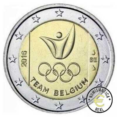 BELGICA 2016 2 EUROS CONMEMORATIVA UNC - EQUIPO OLIMPICO DE BELGICA 2016 (EN COINCARD) - S/C. - Imagen 2