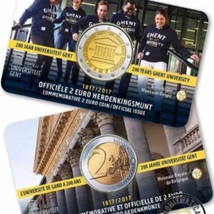 BELGICA 2017 2 EUROS CONMEMORATIVA UNC - 200 AÑOS DE LA UNIVERSIDAD DE GANTE (EN COINCARD) - S/C.