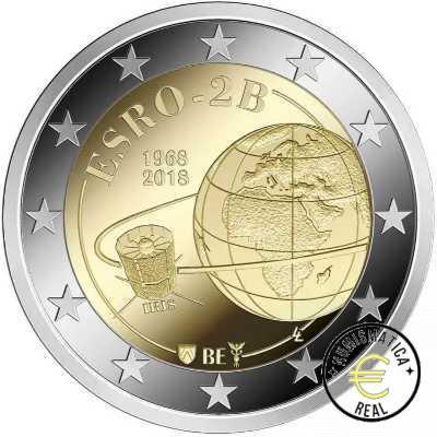 BELGICA 2018 2 EUROS CONMEMORATIVA UNC - LAZAMIENTO DEL SATELITE ESRO-2B (EN COINCARD) - S/C. - Imagen 2