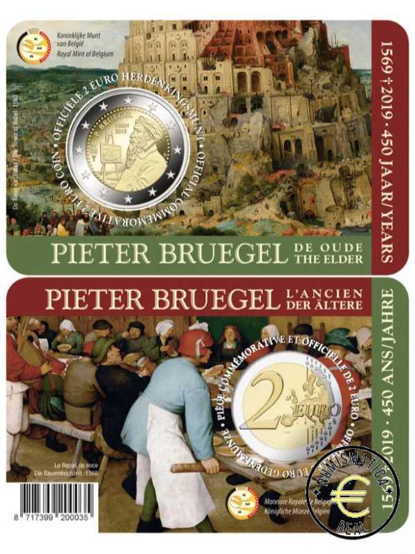 BELGICA 2019 2 EUROS CONMEMORATIVA UNC - 450 ANIVERSARIO DE LA MUERTE DE PIETER BRUEGHEL EL VIEJO (EN COINCARD) - S/C.