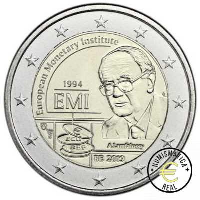 BELGICA 2019 2 EUROS CONMEMORATIVA UNC - 25 ANIVERSARIO DEL INSTITUTO MONETARIO EUROPEO (EN COINCARD) - S/C. - Imagen 2