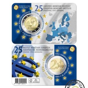 BELGICA 2019 2 EUROS CONMEMORATIVA UNC - 25 ANIVERSARIO DEL INSTITUTO MONETARIO EUROPEO (EN COINCARD) - S/C.