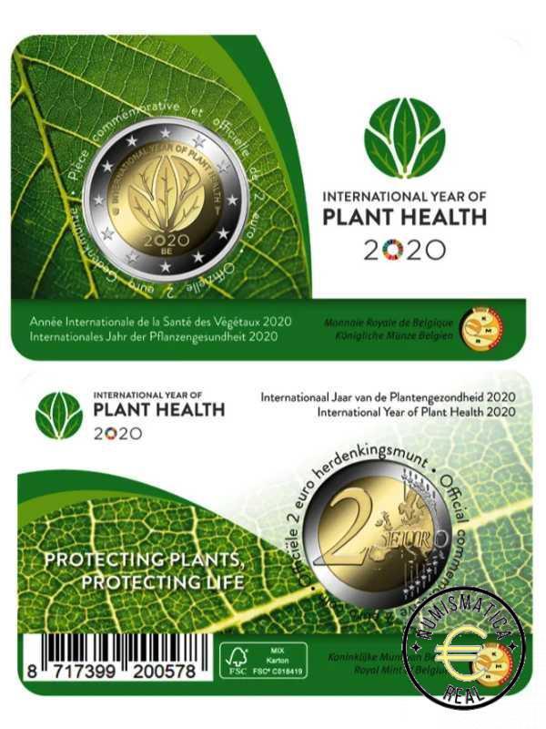 BELGICA 2020 2 EUROS CONMEMORATIVA UNC - 2020 AÑO INTERNACIONAL DE LA SANIDAD VEGETAL (EN COINCARD) - S/C.