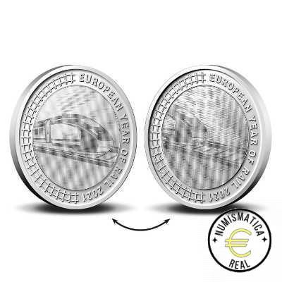 BELGICA 2021 5 EUROS COINCARD CONMEMORATIVA - AÑO EUROPEO DEL FERROCARRIL - TREN - BU. - Imagen 4