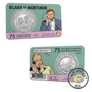 BELGICA 2021 5 EUROS COINCARD CONMEMORATIVA - 75 AÑOS DE BLAKE Y MORTIMER - BU.