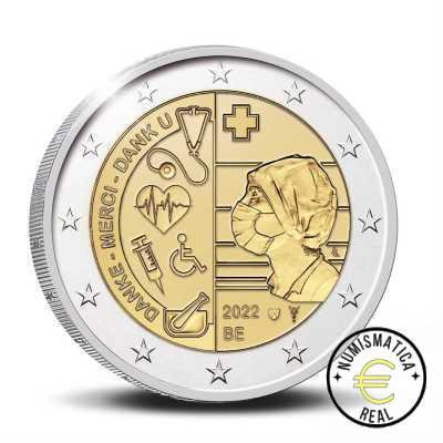 BELGICA 2022 2 EUROS CONMEMORATIVA PROOF - SECTOR SANITARIO - EN ESTUCHE OFICIAL PP. - Imagen 2