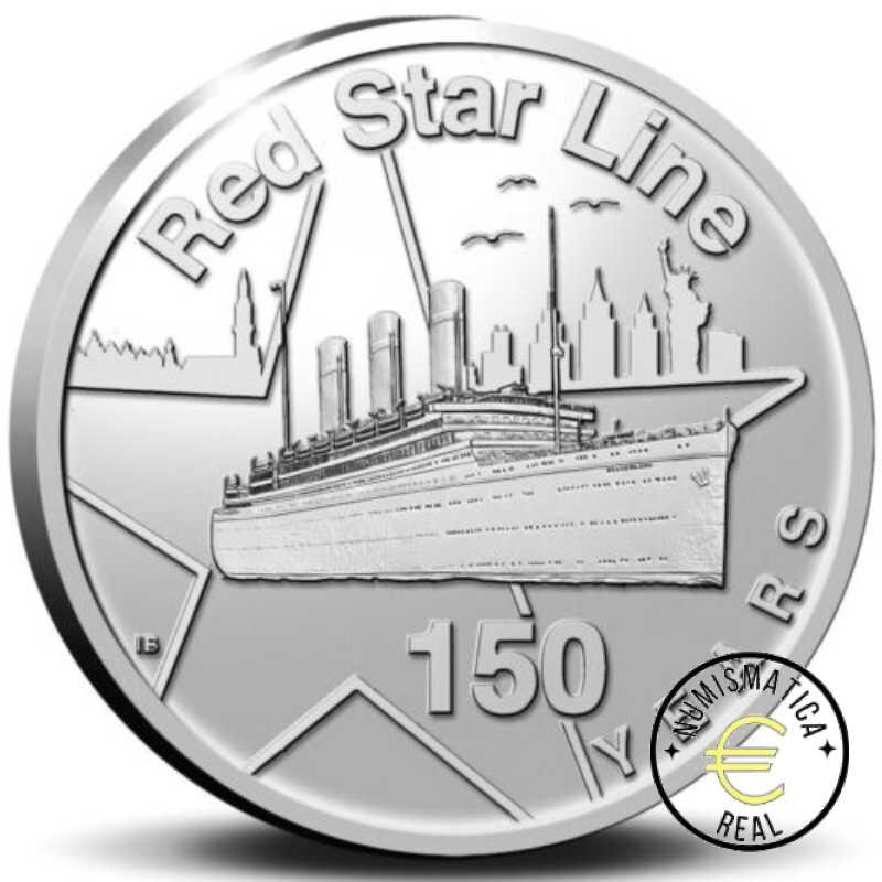 BELGICA 2022 20 EUROS - MONEDA DE PLATA "150 ANV. DE LA RED STAR LINE" MONEDA EN COLOR PROOF. - Imagen 2