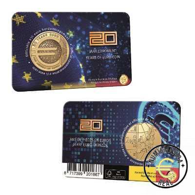 BELGICA 2022 2,5 EUROS COINCARD CONMEMORATIVA - 20 AÑOS DE EURO COMO MONEDA UNICA - BU.