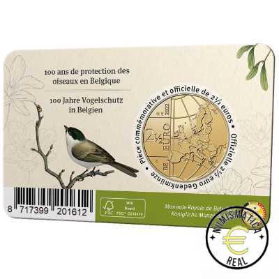 BELGICA 2022 2,5 EUROS COINCARD CONMEMORATIVA - 100 AÑOS DE LA PROTECION DE LAS AVES EN BELGICA - BU. - Imagen 3