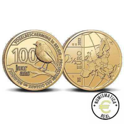 BELGICA 2022 2,5 EUROS COINCARD CONMEMORATIVA - 100 AÑOS DE LA PROTECION DE LAS AVES EN BELGICA - BU. - Imagen 4