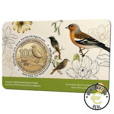 BELGICA 2022 2,5 EUROS COINCARD CONMEMORATIVA - 100 AÑOS DE LA PROTECION DE LAS AVES EN BELGICA - BU. - Imagen 2