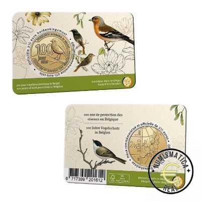 BELGICA 2022 2,5 EUROS COINCARD CONMEMORATIVA - 100 AÑOS DE LA PROTECION DE LAS AVES EN BELGICA - BU.