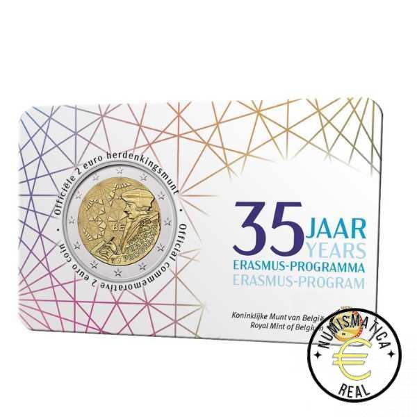 BELGICA 2022 2 EUROS CONMEMORATIVA UNC - PROGRAMA ERASMUS (EN COINCARD) - S/C. - Imagen 2