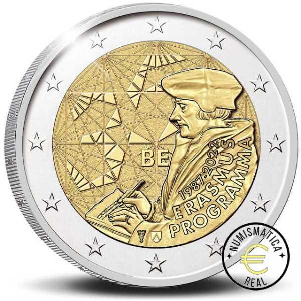 BELGICA 2022 2 EUROS CONMEMORATIVA PROOF - PROGRAMA ERASMUS - EN ESTUCHE OFICIAL PP. - Imagen 2