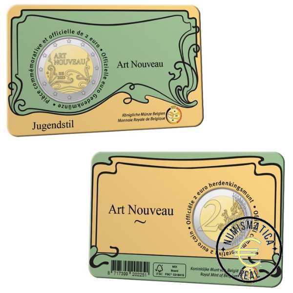 BELGICA 2023 2 EUROS CONMEMORATIVA BU - ART. NOUVEAU EN BRUSELAS - EN COINCARD - BNC.