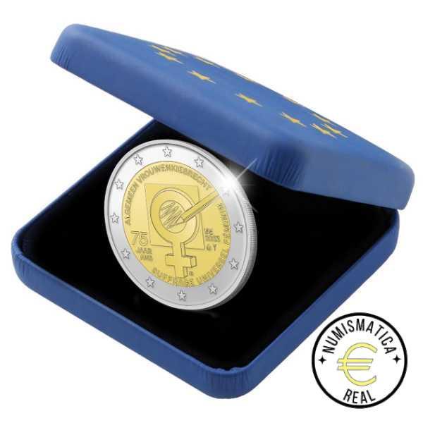 BELGICA 2023 2 EUROS CONMEMORATIVA PROOF - 75º ANV. DEL SUFRAGIO FEMENINO - EN ESTUCHE OFICIAL PP.