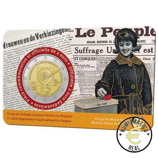 BELGICA 2023 2 EUROS CONMEMORATIVA BU - 75º ANV. DEL SUFRAGIO FEMENINO - EN COINCARD - BNC. - Imagen 5