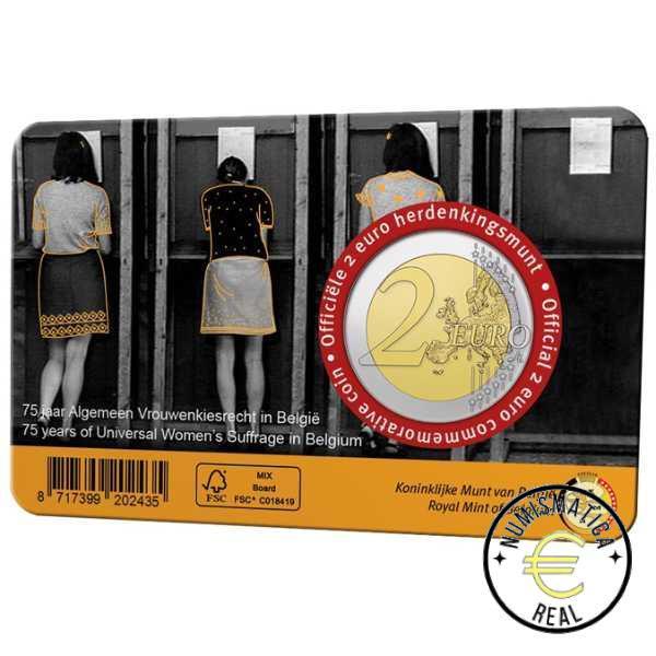 BELGICA 2023 2 EUROS CONMEMORATIVA BU - 75º ANV. DEL SUFRAGIO FEMENINO - EN COINCARD - BNC. - Imagen 6