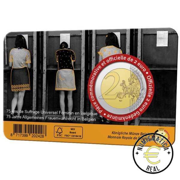 BELGICA 2023 2 EUROS CONMEMORATIVA BU - 75º ANV. DEL SUFRAGIO FEMENINO - EN COINCARD - BNC. - Imagen 4