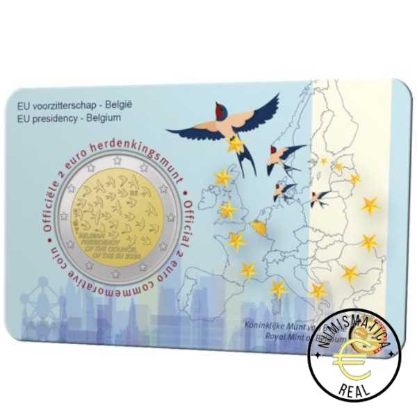 BELGICA 2024 2 EUROS CONMEMORATIVA BU - PRESIDENCIA BELGA DEL CONSEJO DE LA UE - EN COINCARD - BNC. - Imagen 3