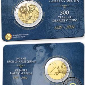 BELGICA 2021 2 EUROS CONMEMORATIVA UNC - 500 AÑOS DE MONEDA DE CARLOS V (EN COINCARD) - S/C.