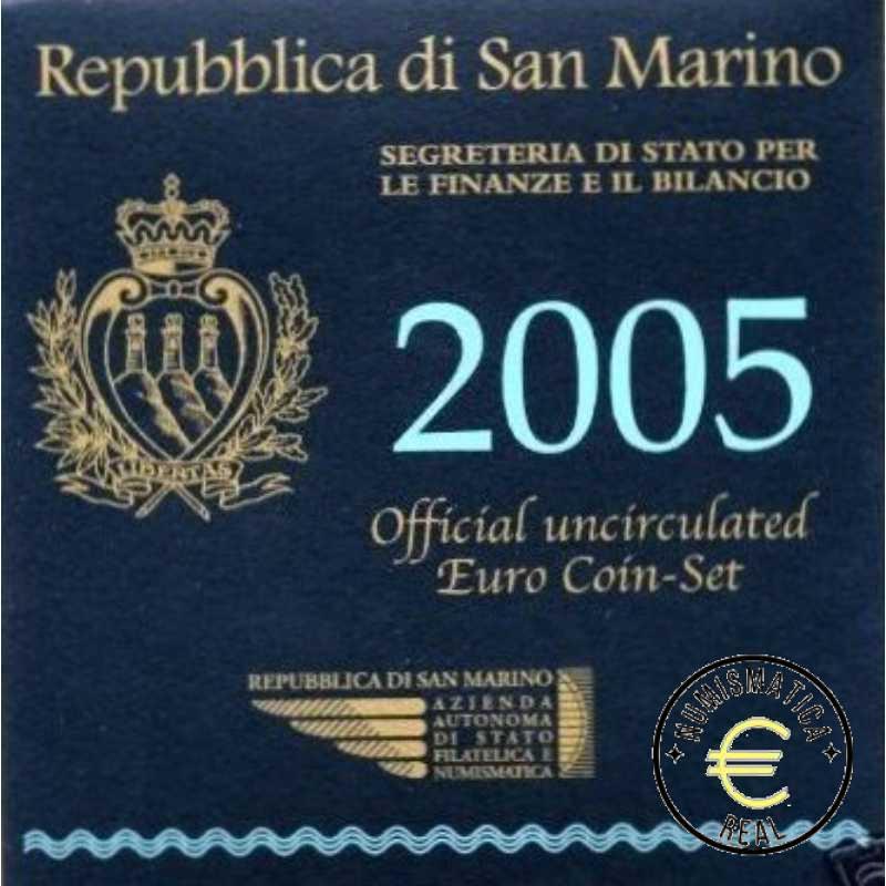 SAN MARINO 2005 CARTERA 9 VALORES KMS CALIDAD BU - DE 1 CENT A 2 EUROS + 5 EUROS DE PLATA "ANTONIO ONOFRI" - EN CARTERA OFICIAL - EUROSET.