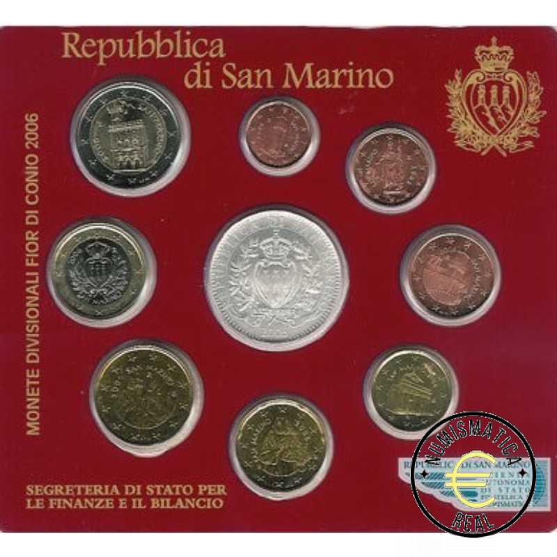 SAN MARINO 2006 CARTERA 9 VALORES KMS CALIDAD BU - DE 1 CENT A 2 EUROS + 5 EUROS DE PLATA "REPUBLICA DE SAN MARINO" - EN CARTERA OFICIAL - EUROSET. - Imagen 2