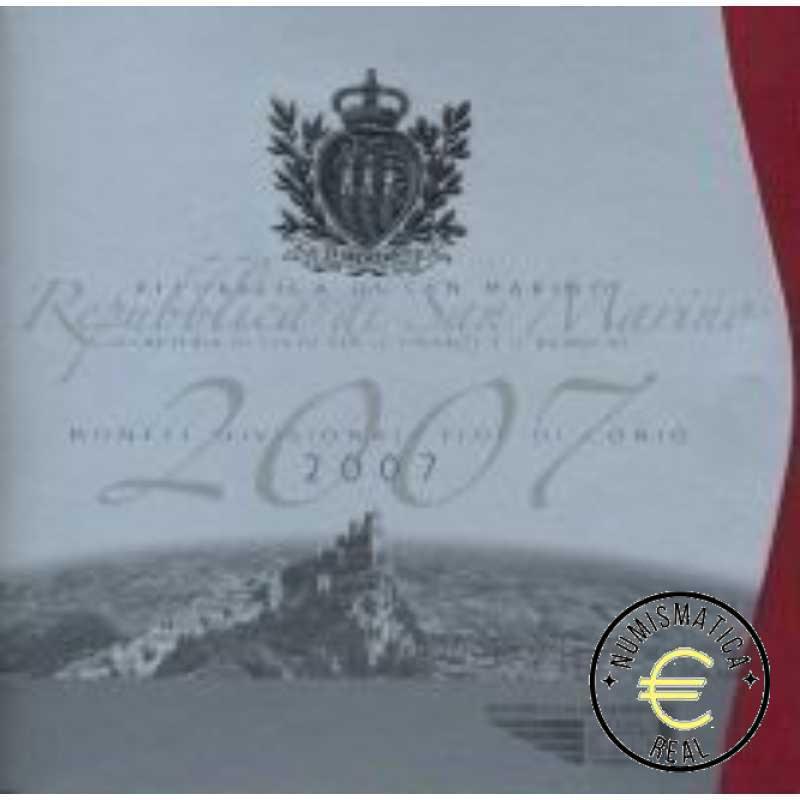 SAN MARINO 2007 CARTERA 9 VALORES KMS CALIDAD BU - DE 1 CENT A 2 EUROS + 5 EUROS DE PLATA "REPUBLICA DE SAN MARINO" - EN CARTERA OFICIAL - EUROSET.