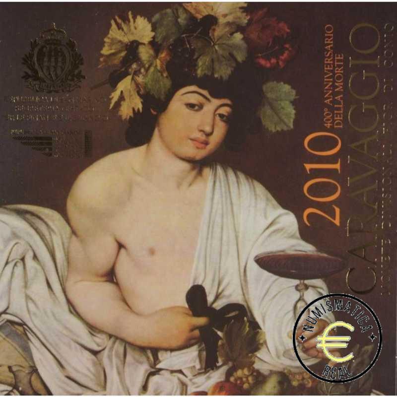 SAN MARINO 2010 CARTERA 9 VALORES KMS CALIDAD BU - DE 1 CENT A 2 EUROS + 5 EUROS DE PLATA "CARAVAGGIO" - EN CARTERA OFICIAL - EUROSET. - Imagen 3